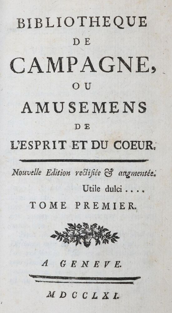 Große Abbildung Nr.2: 133-730 Bibliothèque de campagne,: (Literatur und illustrierte Bücher bis 19.Jahrhundert)