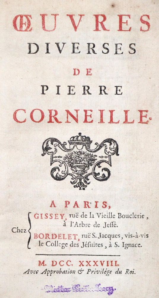 Große Abbildung Nr.1: 133-747 Corneille,P.: (Literatur und illustrierte Bücher bis 19.Jahrhundert)