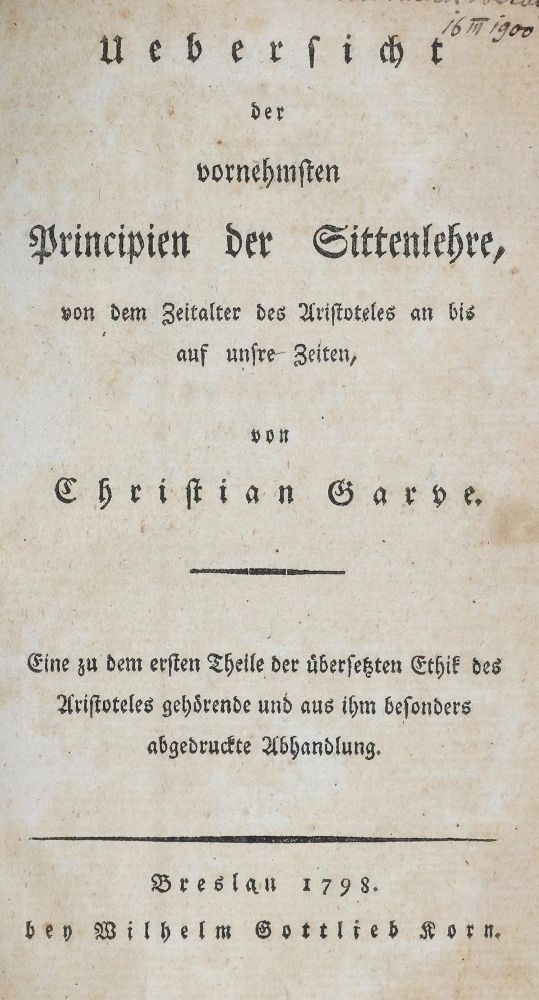 Große Abbildung Nr.1: 133-769 Garve,C.: (Literatur und illustrierte Bücher bis 19.Jahrhundert)