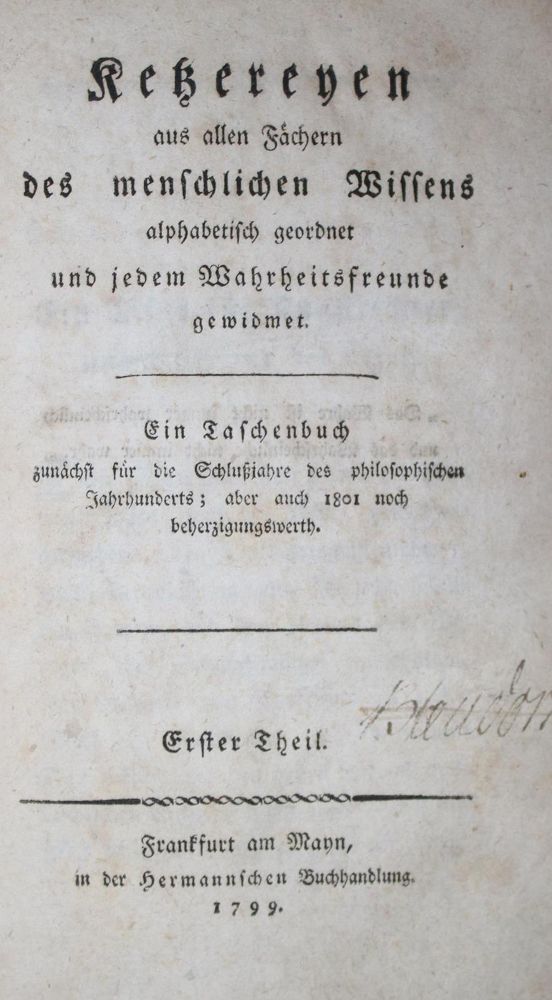 Große Abbildung Nr.1: 133-800 Ketzereyen: (Literatur und illustrierte Bücher bis 19.Jahrhundert)