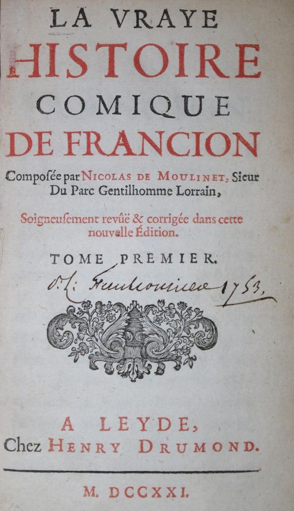 Große Abbildung Nr.1: 133-835 Moulinet,N.de. (d.i. C.Sorel).: (Literatur und illustrierte Bücher bis 19.Jahrhundert)