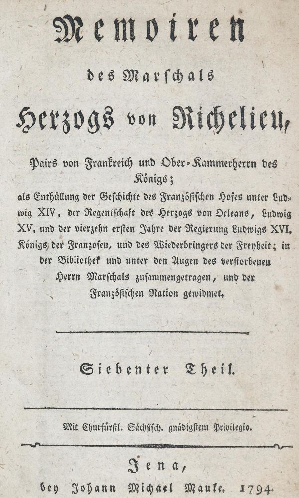 Große Abbildung Nr.1: 133-851 Richelieu,L.F.de.: (Literatur und illustrierte Bücher bis 19.Jahrhundert)