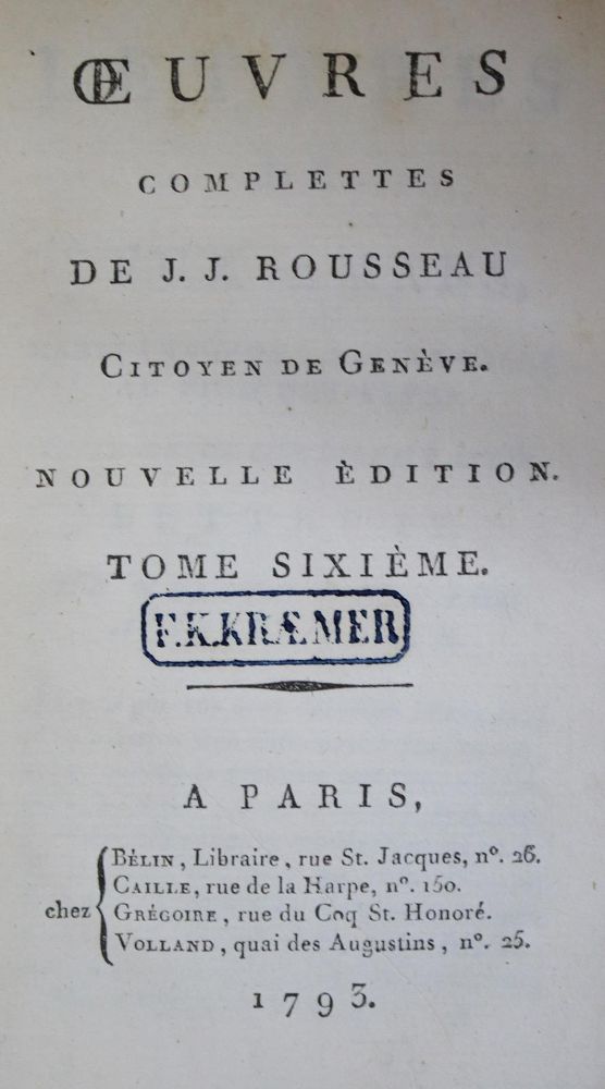 Große Abbildung Nr.1: 133-854 Rousseau,J.J.: (Literatur und illustrierte Bücher bis 19.Jahrhundert)