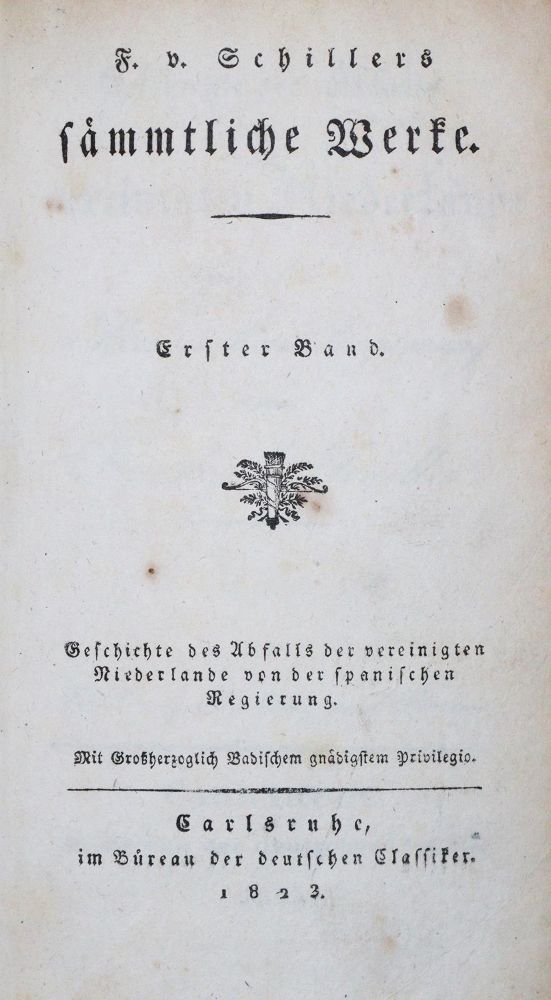 Große Abbildung Nr.1: 133-872 Schiller,F.v.: (Literatur und illustrierte Bücher bis 19.Jahrhundert)