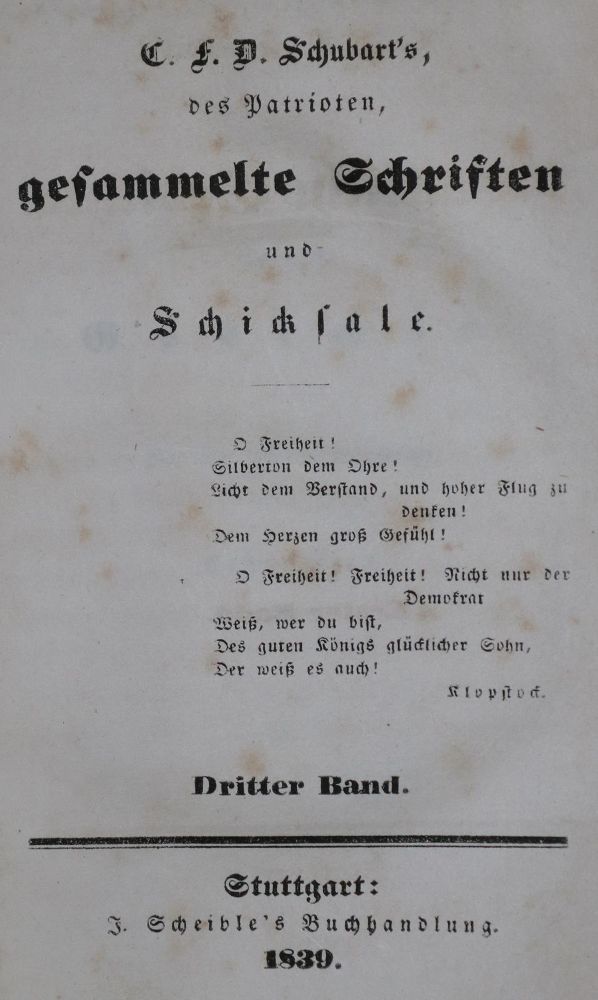Große Abbildung Nr.1: 133-876 Schubart,C.F.D.: (Literatur und illustrierte Bücher bis 19.Jahrhundert)