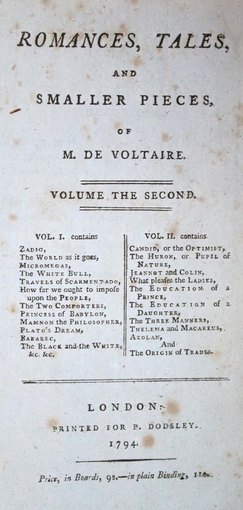 Große Abbildung Nr.1: 133-904 Voltaire,F.M.A.de.: (Literatur und illustrierte Bücher bis 19.Jahrhundert)