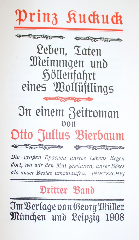 Große Abbildung Nr.2: 133-942 Bierbaum,O.J.: (Literatur und illustrierte Bücher 20.Jahrhundert - Alte Literatur in modernen Ausgaben)
