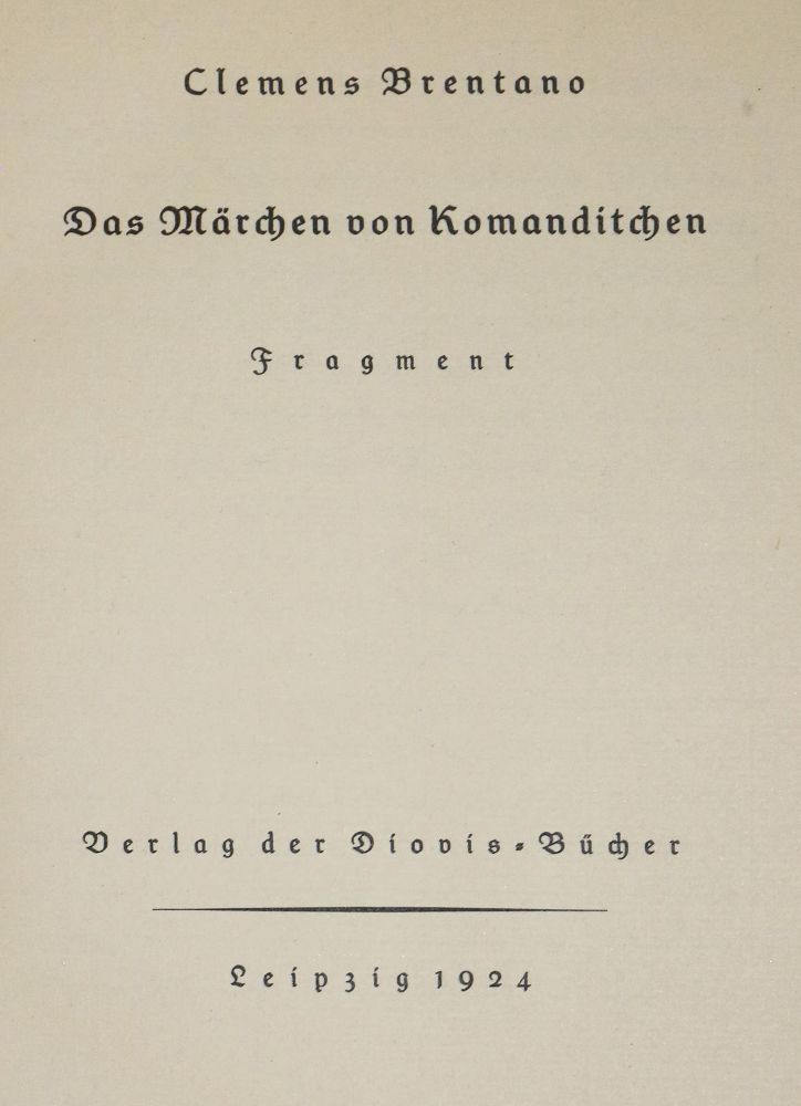 Große Abbildung Nr.2: 133-949 Brentano,C.: (Literatur und illustrierte Bücher 20.Jahrhundert - Alte Literatur in modernen Ausgaben)