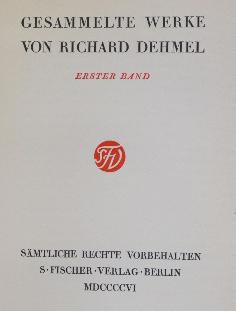 Große Abbildung Nr.3: 133-968 Dehmel,R.: (Literatur und illustrierte Bücher 20.Jahrhundert - Alte Literatur in modernen Ausgaben)