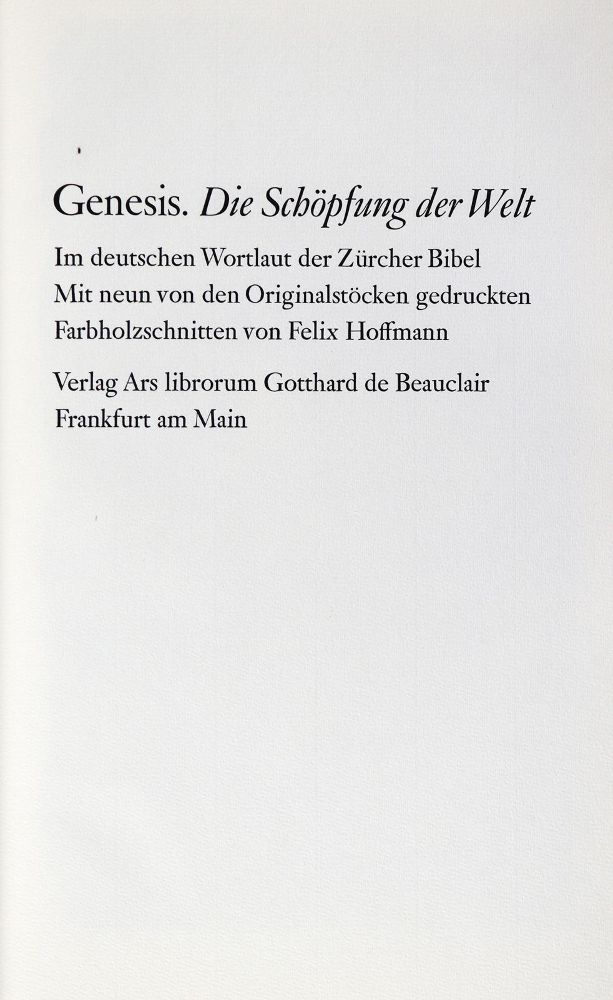 Große Abbildung Nr.2: 133-993 Genesis.: (Literatur und illustrierte Bücher 20.Jahrhundert - Alte Literatur in modernen Ausgaben)