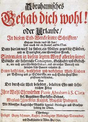 Bild Nr.2: 133-1 Abraham a Santa Clara (d.i. U.Megerle).: (Alte Drucke, Handschriften und Theologie)