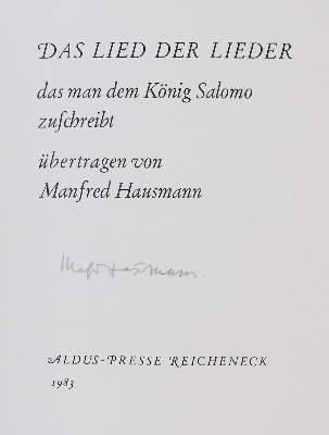 Bild Nr.2: 133-1023 Hausmann,M.: (Literatur und illustrierte Bücher 20.Jahrhundert - Alte Literatur in modernen Ausgaben)