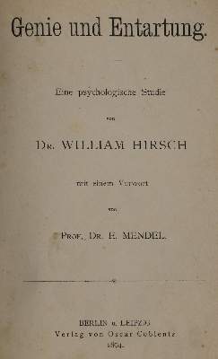Bild Nr.1: 133-1222 Hirsch,W.: (Medizin, Psychologie)
