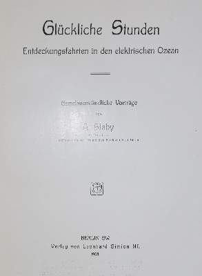 Bild Nr.1: 133-1304 Slaby,A.: (Verschiedene Gebiete - Varia, Elektrizität)