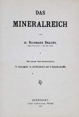 Bild Nr.3: 133-1307 Brauns,R.: (Verschiedene Gebiete - Varia, Geologie - Mineralogie u. Paläontologie)