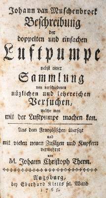 Bild Nr.1: 133-1320 Muschenbroek,J.v.: (Verschiedene Gebiete - Varia, Luftpumpe)