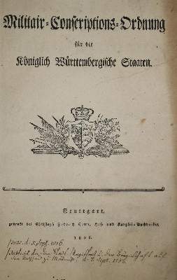 Bild Nr.1: 133-1426 Militair-Conscriptions-Ordnung: (Deutschland, Baden-Württemberg)