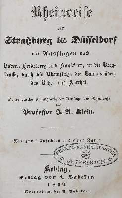 Bild Nr.1: 133-1626 Klein,J.A. u. K.Baedeker.: (Verschiedene Länder - Geschichte, Baedeker)