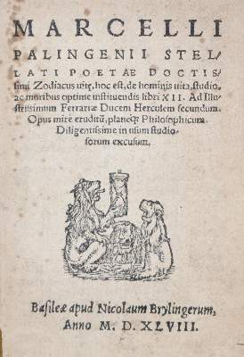 Bild Nr.1: 133-169 Palingenius,M. (d.i. P.A.Manzoli).: (Alte Drucke, Handschriften und Theologie)
