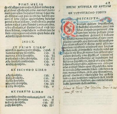 Bild Nr.3: 133-174 Pomponius Mela.: (Alte Drucke, Handschriften und Theologie)