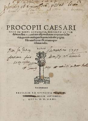 Bild Nr.1: 133-179 Procopius Caesariensis.: (Alte Drucke, Handschriften und Theologie)