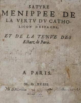 Bild Nr.2: 133-192 Satyre Menippee: (Alte Drucke, Handschriften und Theologie)