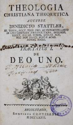 Bild Nr.1: 133-200 Stattler,B.: (Alte Drucke, Handschriften und Theologie)