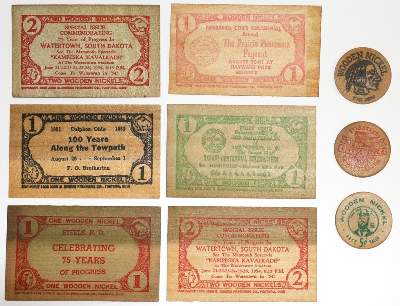 Bild Nr.1: 133-330 Sammlung Wooden Nickel,: (Numismatik u. Siegelkunde, Medaillen, Amerika)