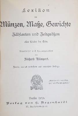 Bild Nr.1: 133-335 Klimpert,R.: (Numismatik u. Siegelkunde)