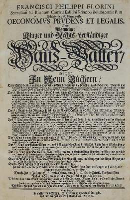 Bild Nr.1: 133-382 Florinus,F.P.: (Küche und Haushalt, Haushalt)