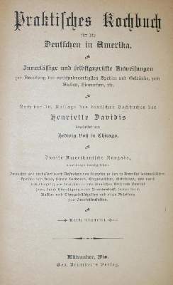 Bild Nr.1: 133-391 Davidis,H.: (Küche und Haushalt, Kochbücher, Amerika)