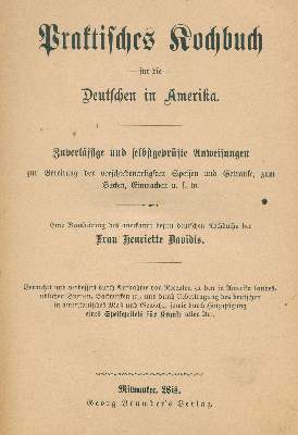 Bild Nr.1: 133-392 Davidis,H.: (Küche und Haushalt, Kochbücher, Amerika)