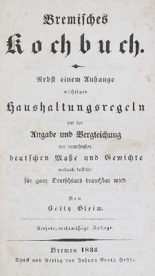 Bild Nr.1: 133-401 Gleim,B.: (Küche und Haushalt, Kochbücher, Bremen)