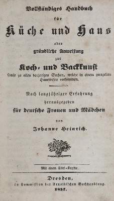 Bild Nr.1: 133-407 Heinrich,J.: (Küche und Haushalt, Kochbücher, Dresden)