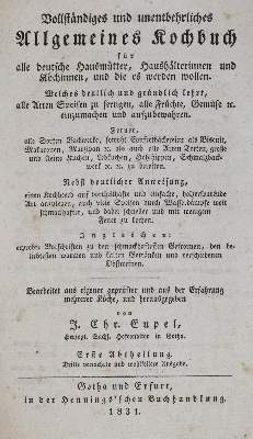 Bild Nr.1: 133-412 Eupel,J.C.: (Küche und Haushalt, Kochbücher)