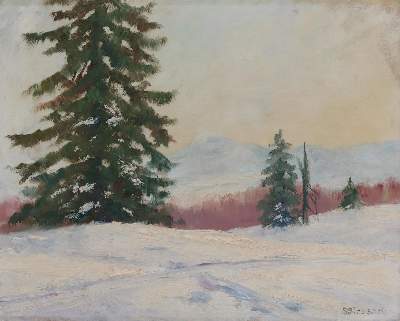 Bild Nr.1: 133-4185 Verschneite Voralpenlandschaft: (Künstlergraphik)