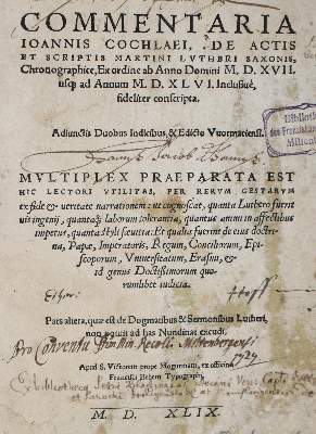 Bild Nr.1: 133-51 Cochlaeus,J.: (Alte Drucke, Handschriften und Theologie)