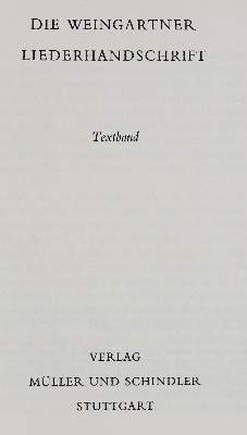 Bild Nr.3: 133-584 Weingartner Liederhandschrift, Die.: (Faksimile)