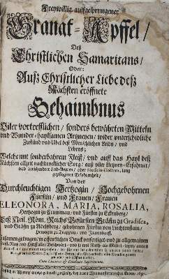 Bild Nr.1: 133-69 Eleonora Maria Rosalia, Herogin v. Troppau.: (Alte Drucke, Handschriften und Theologie)
