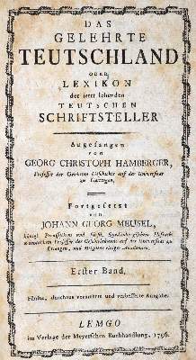 Bild Nr.1: 133-788 Hamberger,G.C. u. J.G.Meusel.: (Literatur und illustrierte Bücher bis 19.Jahrhundert)