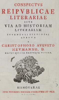 Bild Nr.1: 133-790 Heumann,C.A.: (Literatur und illustrierte Bücher bis 19.Jahrhundert)