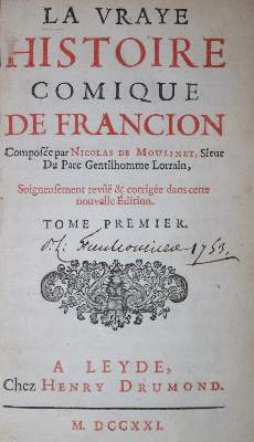 Bild Nr.1: 133-835 Moulinet,N.de. (d.i. C.Sorel).: (Literatur und illustrierte Bücher bis 19.Jahrhundert)
