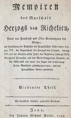 Bild Nr.1: 133-851 Richelieu,L.F.de.: (Literatur und illustrierte Bücher bis 19.Jahrhundert)