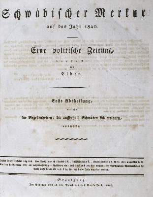 Bild Nr.1: 133-878 Schwäbischer Merkur: (Literatur und illustrierte Bücher bis 19.Jahrhundert)