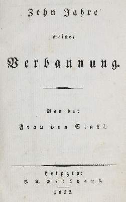 Bild Nr.1: 133-884 Stael-Holstein,A.L.G.de.: (Literatur und illustrierte Bücher bis 19.Jahrhundert)