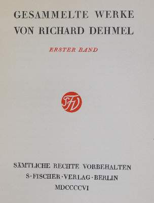 Bild Nr.3: 133-968 Dehmel,R.: (Literatur und illustrierte Bücher 20.Jahrhundert - Alte Literatur in modernen Ausgaben)