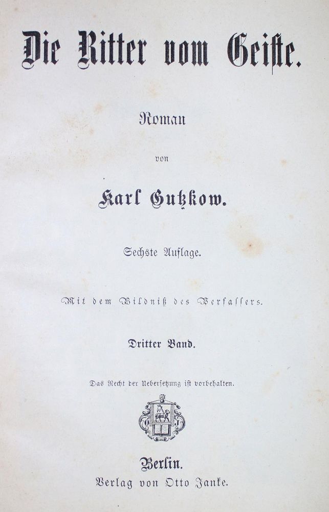 Große Abbildung Nr.1: 134-1000 Gutzkow,K.: (Literatur und illustrierte Bücher bis 19.Jahrhundert)