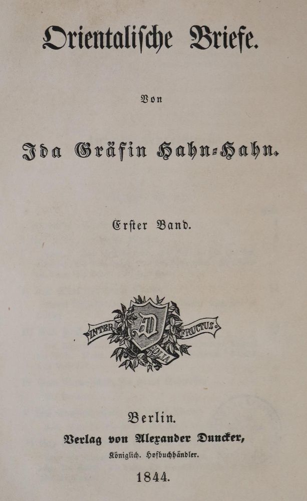 Große Abbildung Nr.1: 134-1001 Hahn-Hahn,I.: (Literatur und illustrierte Bücher bis 19.Jahrhundert)