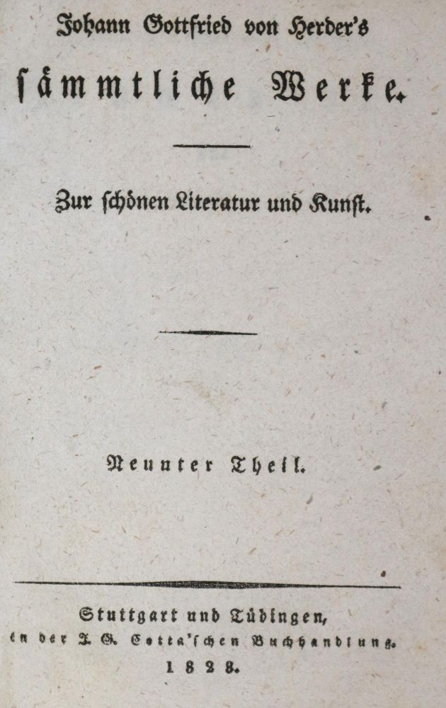 Große Abbildung Nr.1: 134-1005 Herder,J.G.: (Literatur und illustrierte Bücher bis 19.Jahrhundert)