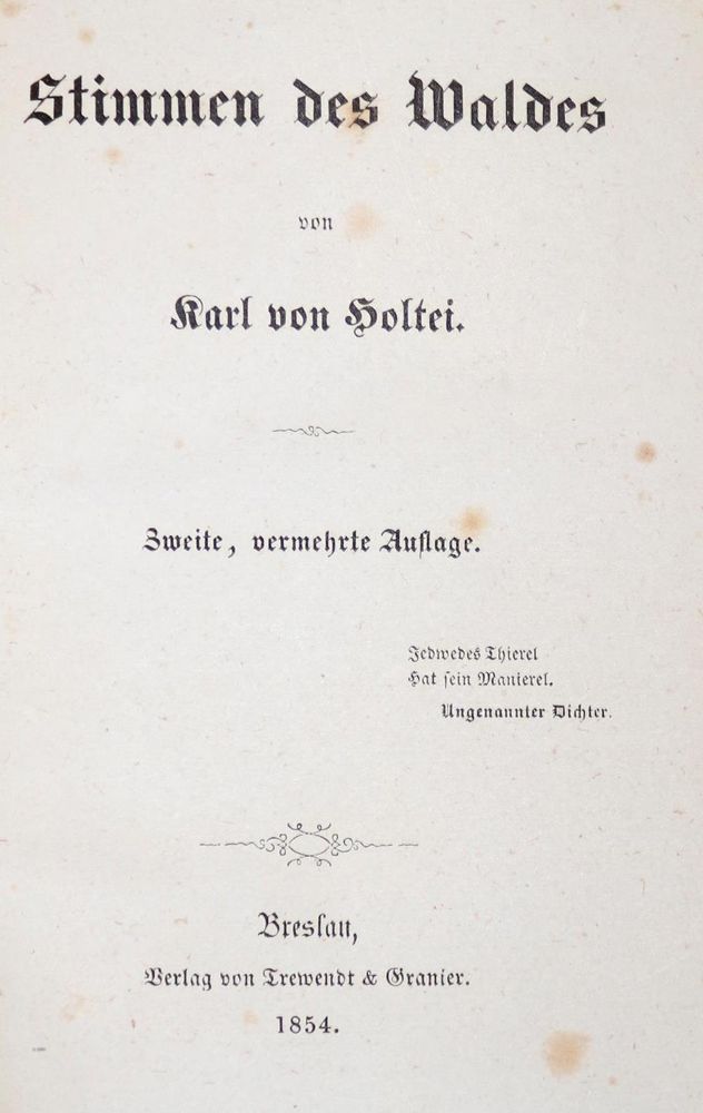 Große Abbildung Nr.1: 134-1010 Holtei,K.v.: (Literatur und illustrierte Bücher bis 19.Jahrhundert)